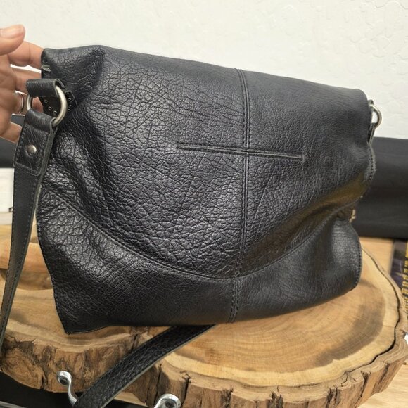 The SAK Silverlake Black Leather Studded Fringe Crossbody Shoulder Bag - Picture 4 of 13